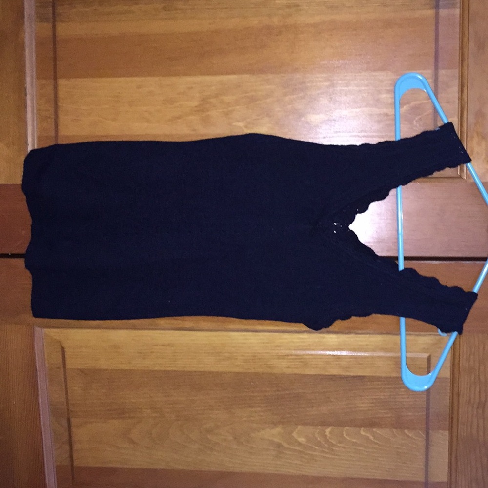 Anthropologie Black Scalloped Tank